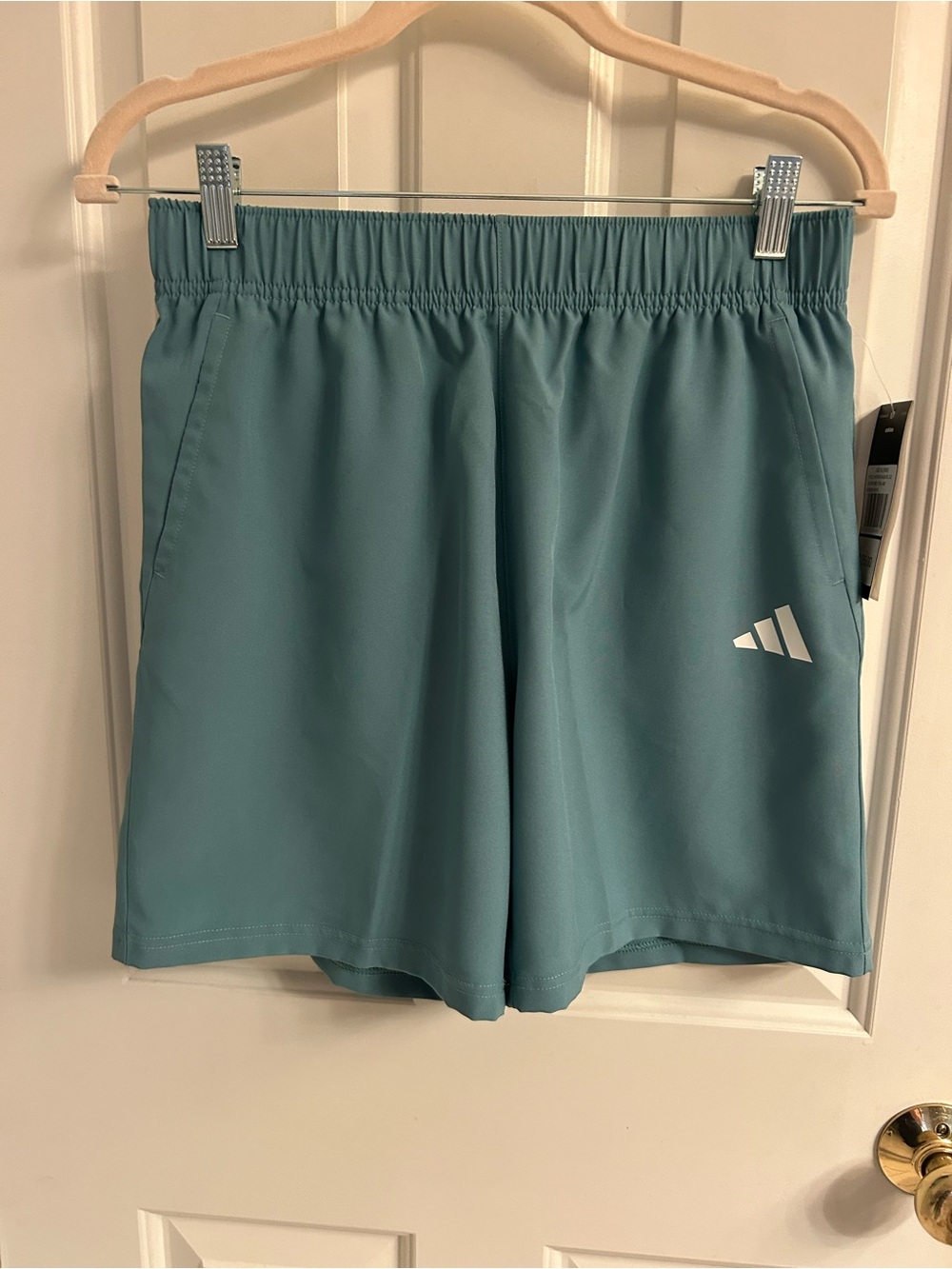 NWT-adidas Teal Athletic Shorts with White Logo
